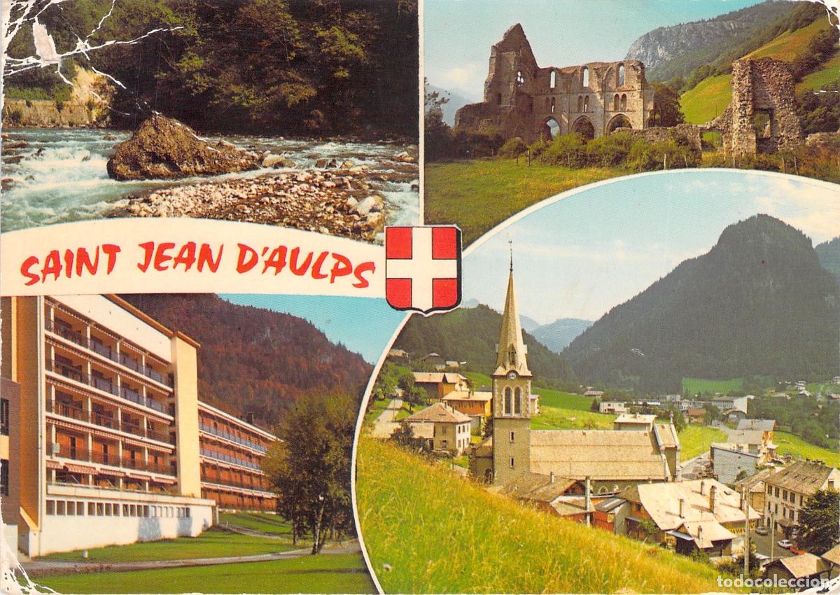 Postkarten: Postal de Saint-Jean-d'Aulps con Vistas del Pueblo y Ruinas de la Abad&iacute;a