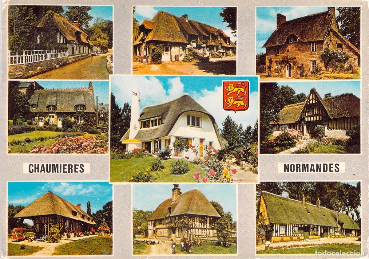 Postkarten: Postal de casas con techo de paja en Normand&iacute;a, Francia