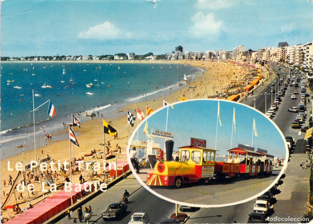 Cartes Postales: Postal de La Baule, Francia con playa y tren tur&iacute;stico