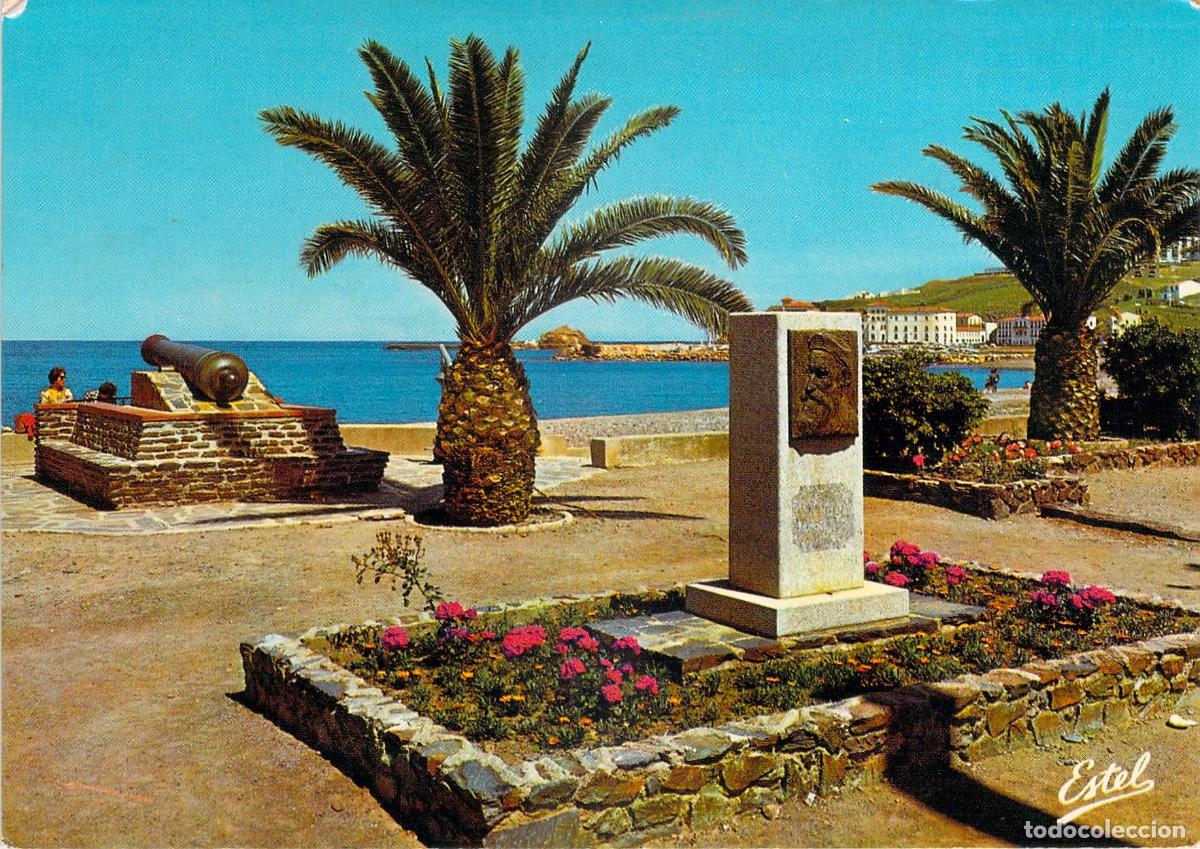 Postales: Postal de Banyuls-sur-Mer con monumento a Maillol y paseo mar&iacute;timo