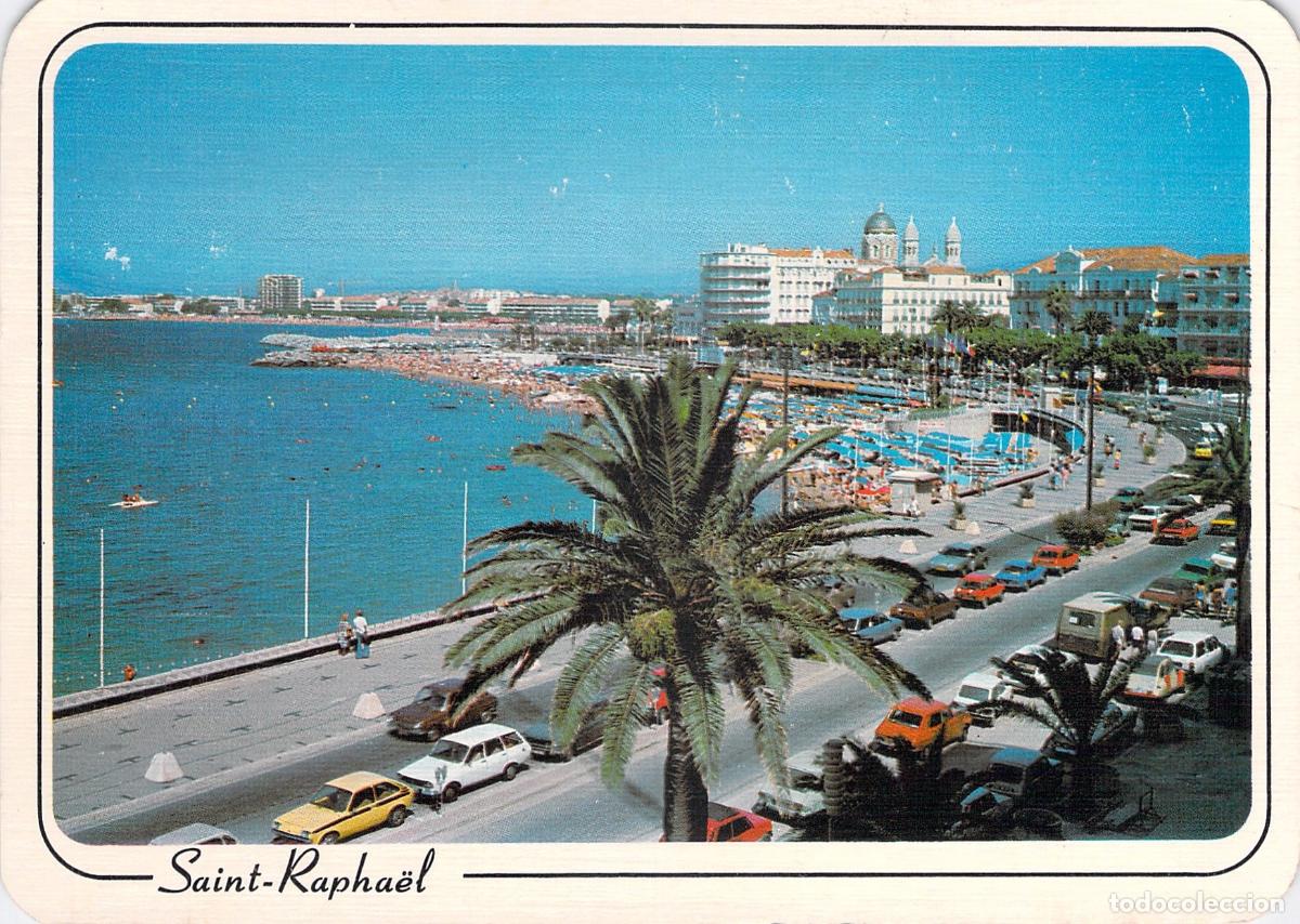 Postales: Postal de la Playa y Terraza de los Ba&ntilde;os en Saint-Raphael, Costa Azul