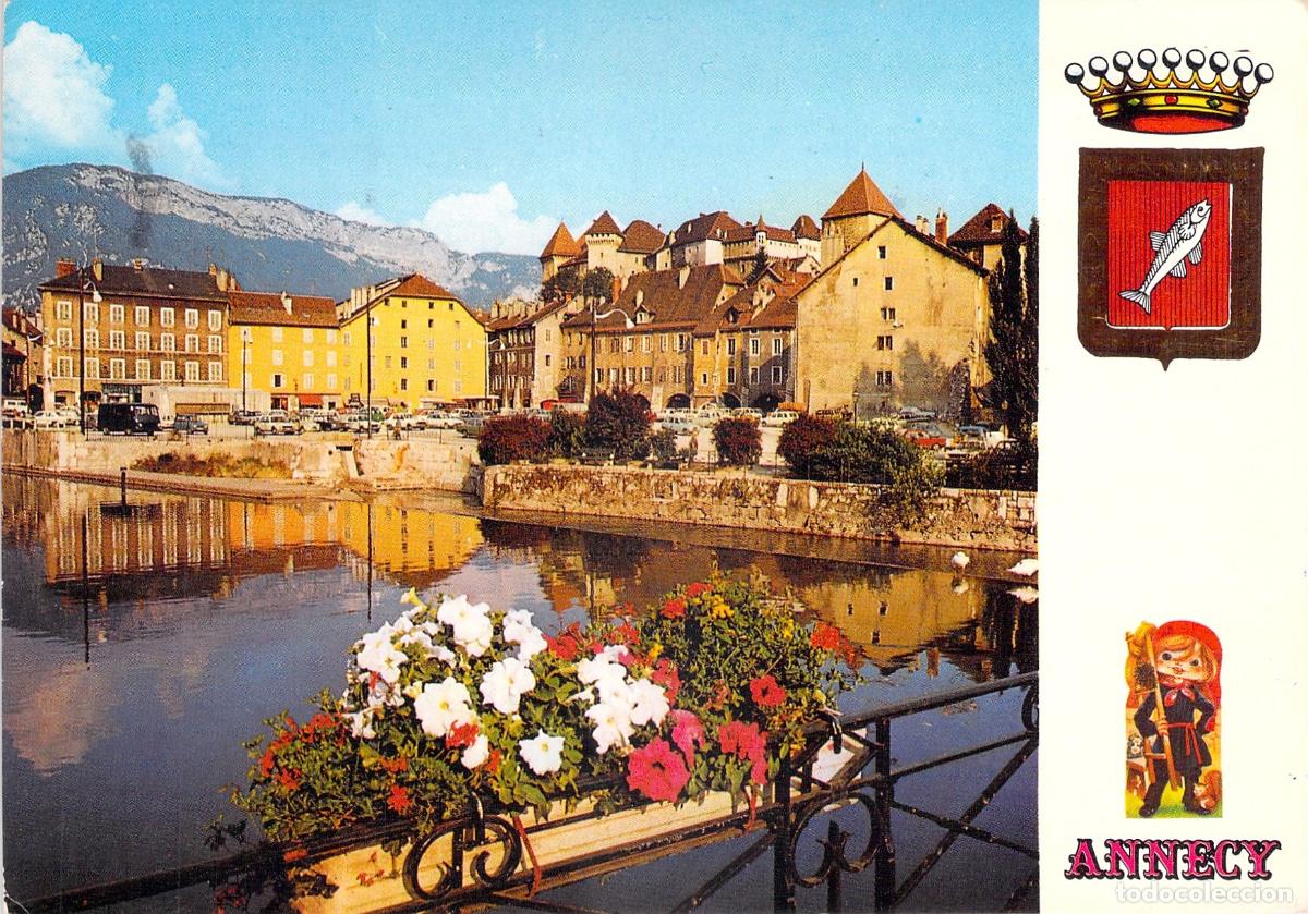 Postales: Postal de Annecy Canal del Thiou y Castillo Francia