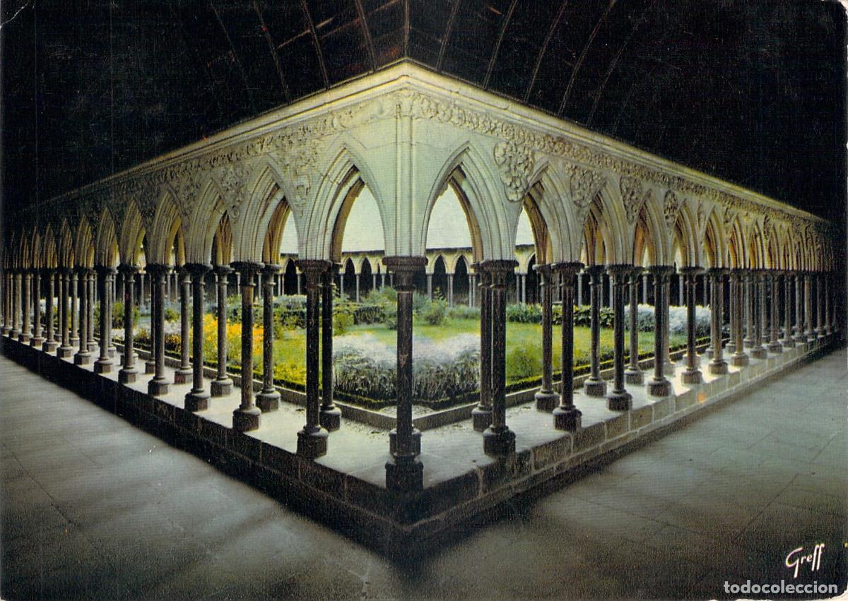 Postales: Postal del Claustro de la Abad&iacute;a de Mont Saint-Michel, Normand&iacute;a
