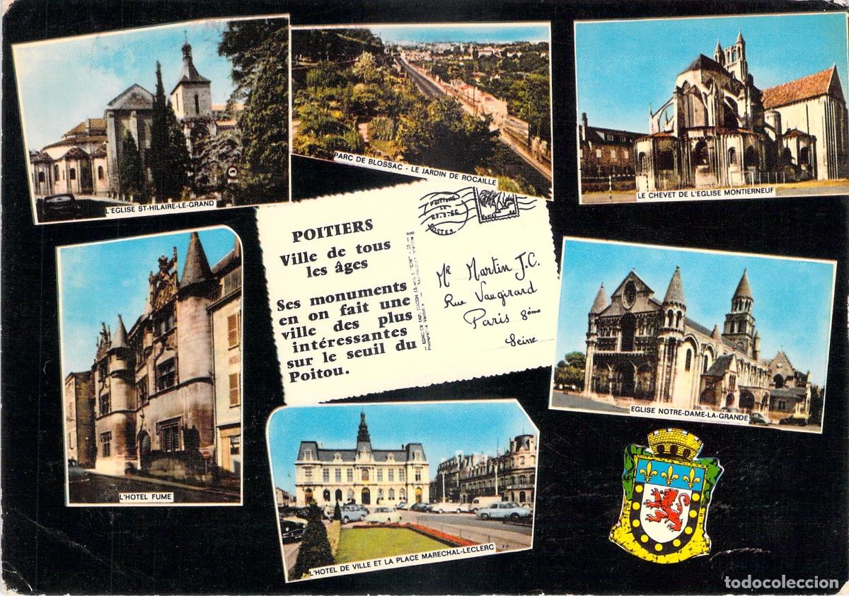 Postales: Postal de Poitiers con vistas m&uacute;ltiples de monumentos hist&oacute;ricos