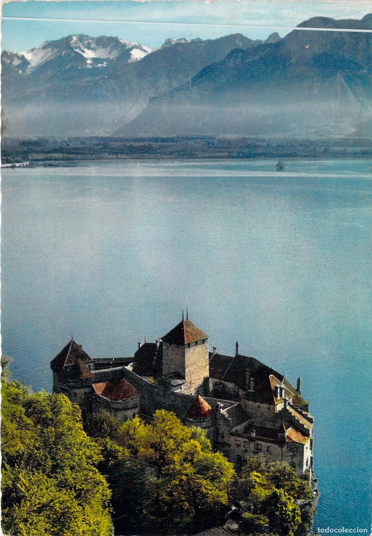 Postais: Postal del Castillo de Chillon y Lago Leman en Suiza