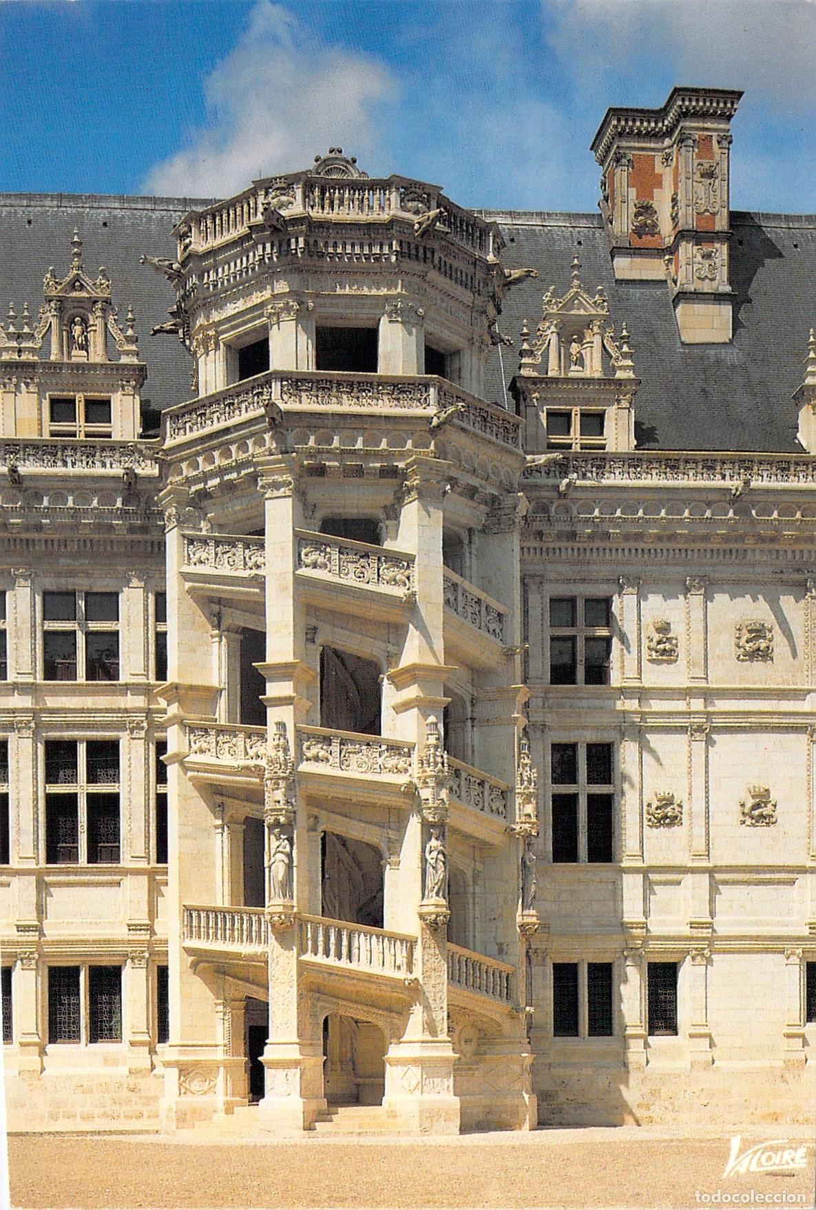 Postais: Postal del Castillo de Blois y su Escalera Renacentista en Francia