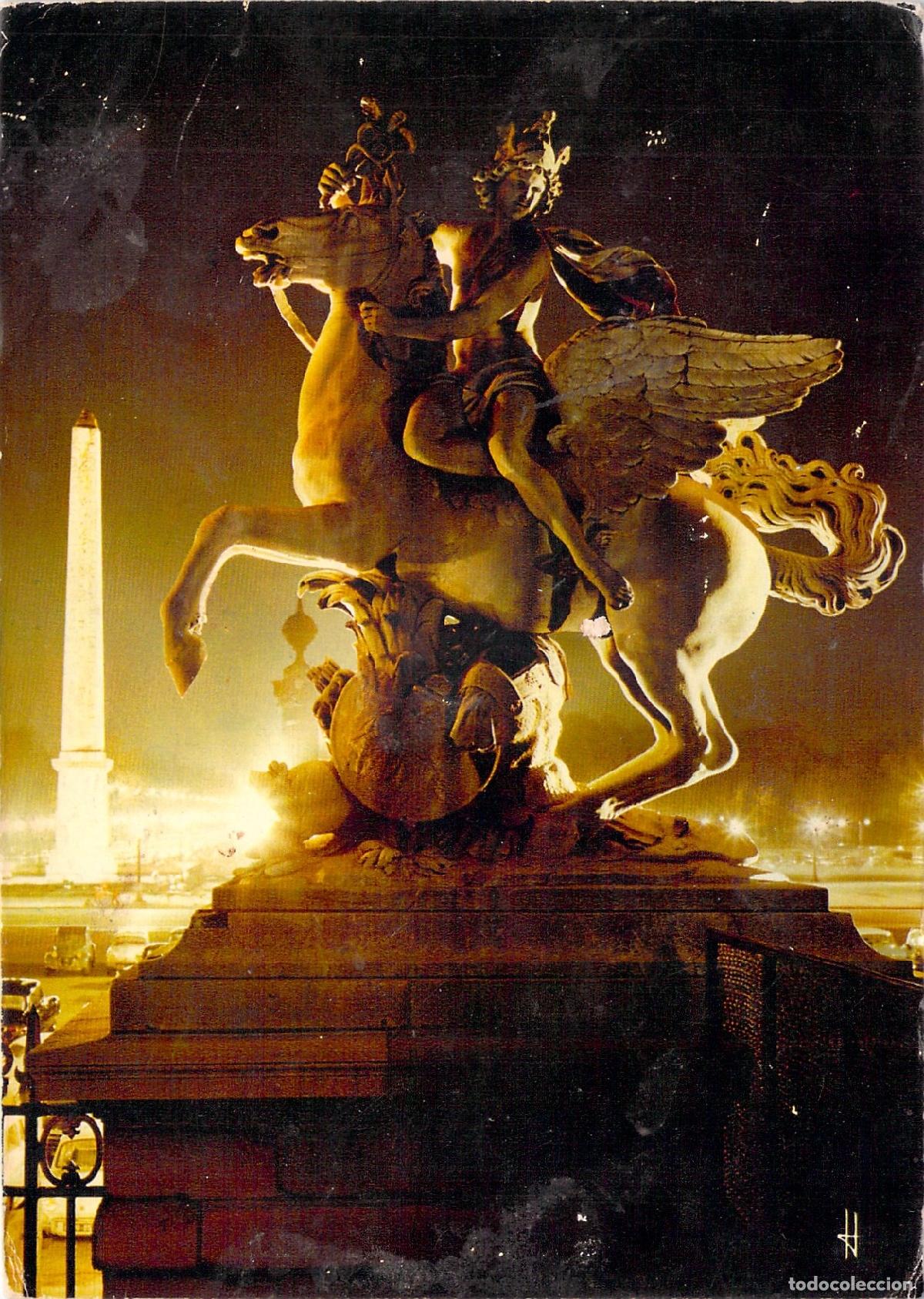 Postais: Postal de la Place de la Concorde en Par&iacute;s de noche