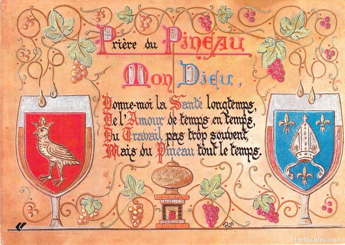 Postales: Postal ilustrada con la oraci&oacute;n del vino Pineau