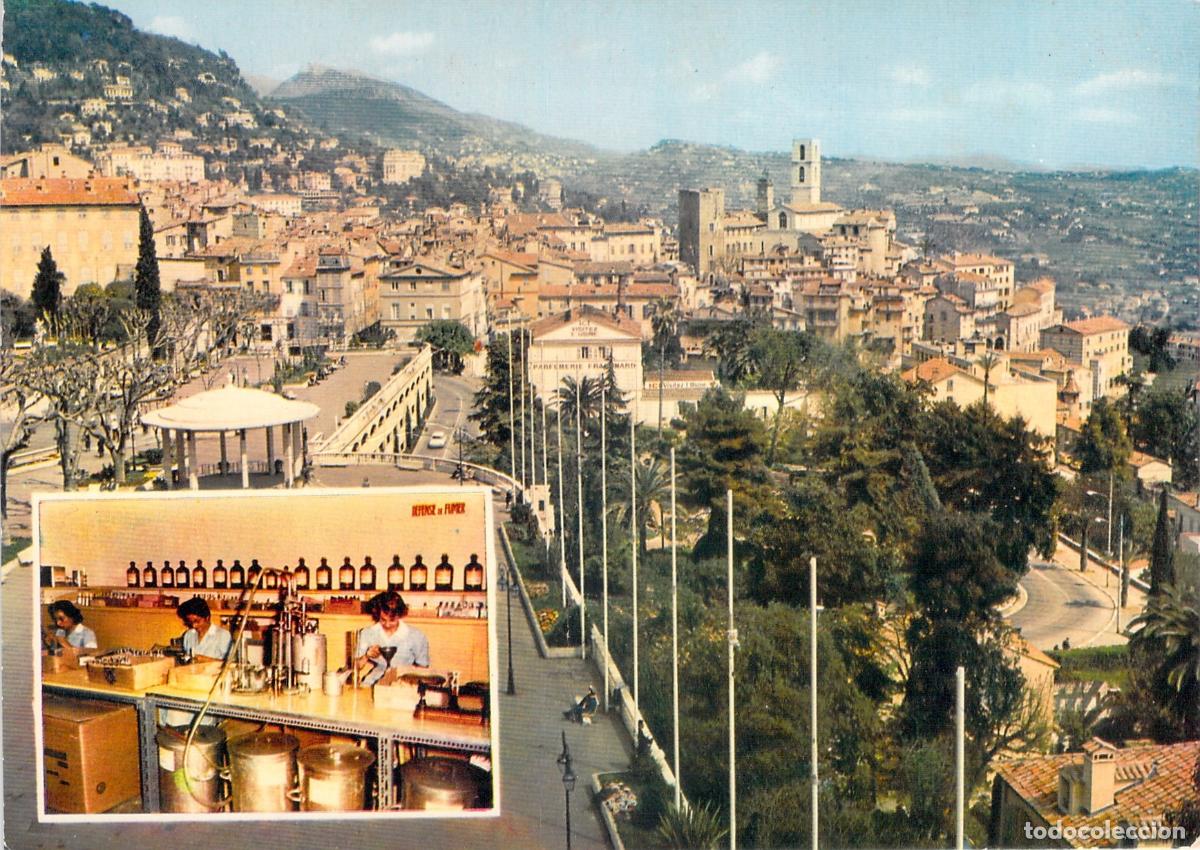 Postales: Postal de Grasse: Vista panor&aacute;mica y laboratorio de perfumes Fragonard