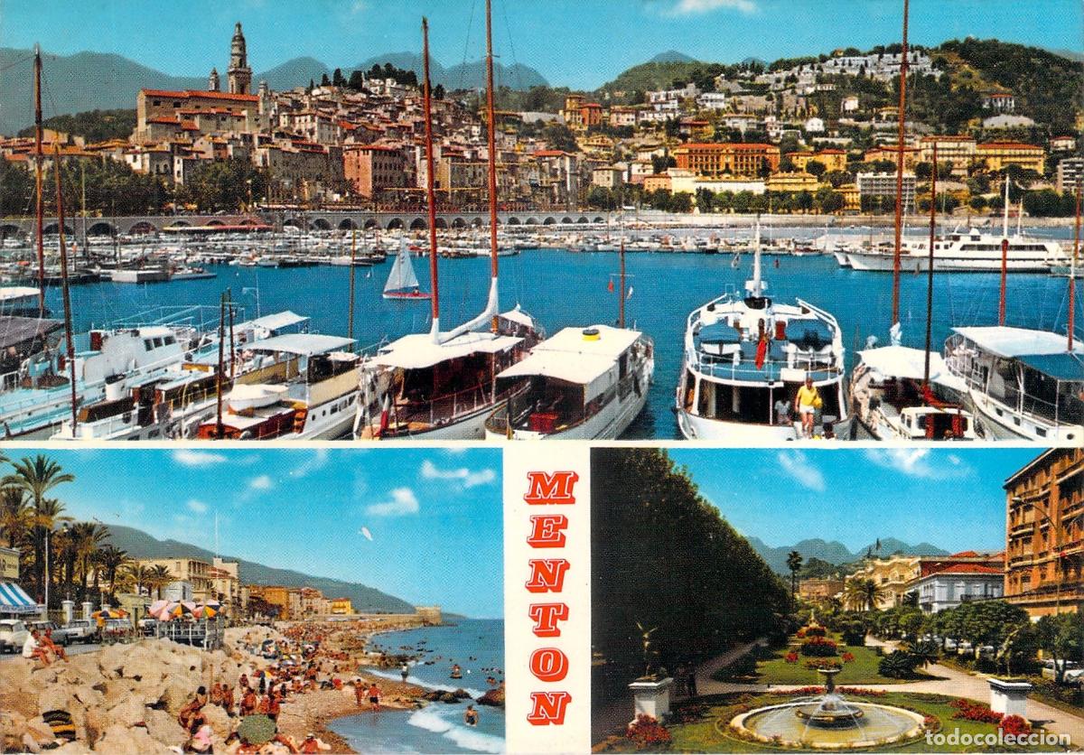 Postales: Postal de Menton Francia vista del puerto y playa