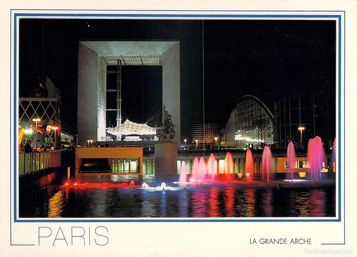 Postais: Postal de La Grande Arche en Par&iacute;s de Noche
