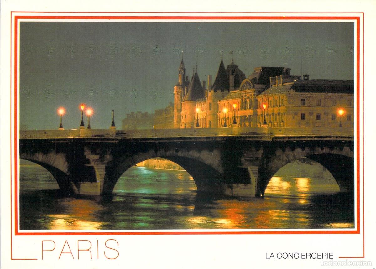 Postais: Postal de La Conciergerie y el Pont Neuf en Par&iacute;s de noche