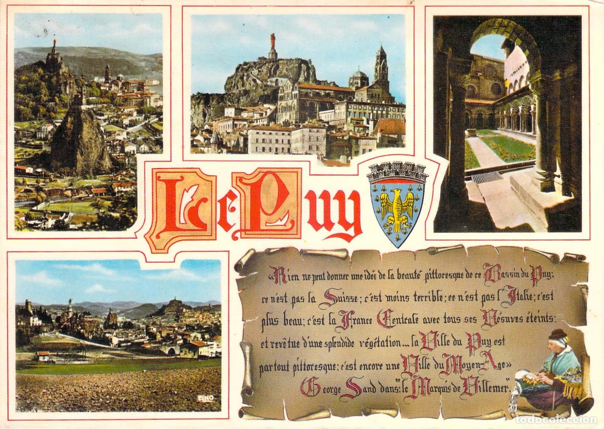 Postales: Postal de Le Puy en Francia con vistas de la Catedral y paisajes
