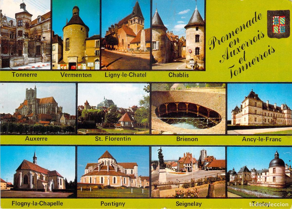 Postales: Postal de paisajes y monumentos de la regi&oacute;n de Borgo&ntilde;a, Francia