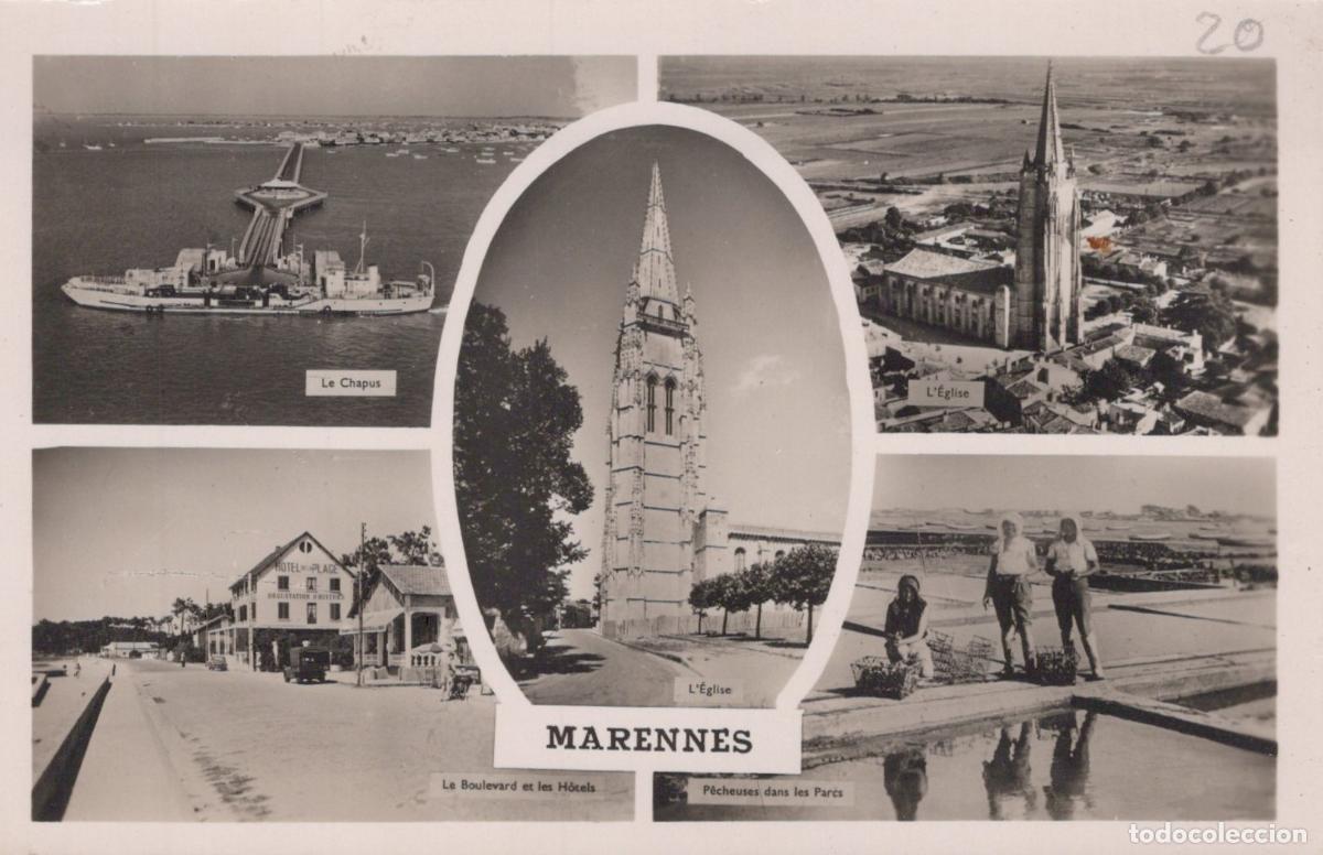 Cartoline: France Marennes &Eacute;glise le Chapus P&ecirc;cheuses Real Photo *YAE100