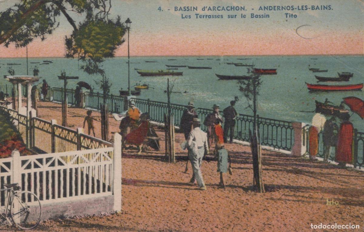 Postcards: France Andernos les Bains Bassin D Arcachon Terrasses Bateaux Figures *YAE126