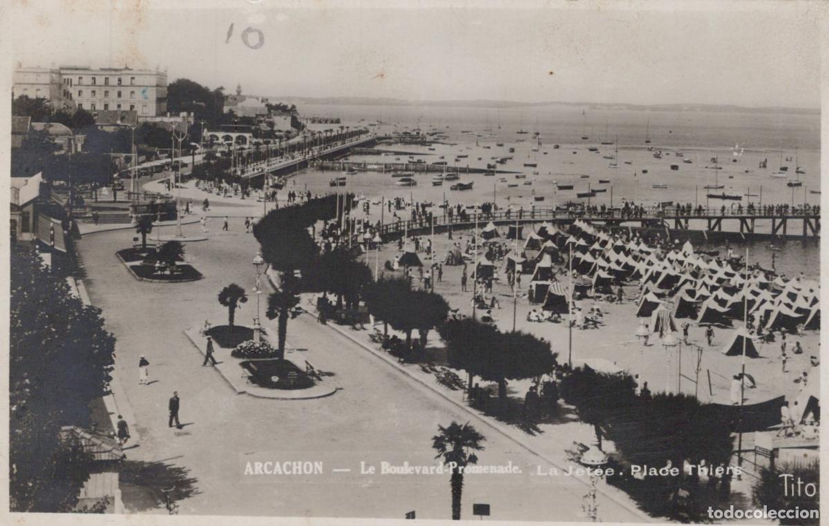 Cartes Postales: France Arcachon Gironde Boulevard Promenade Jet&eacute;e et Plage Thiers Post&eacute;e *YAE182