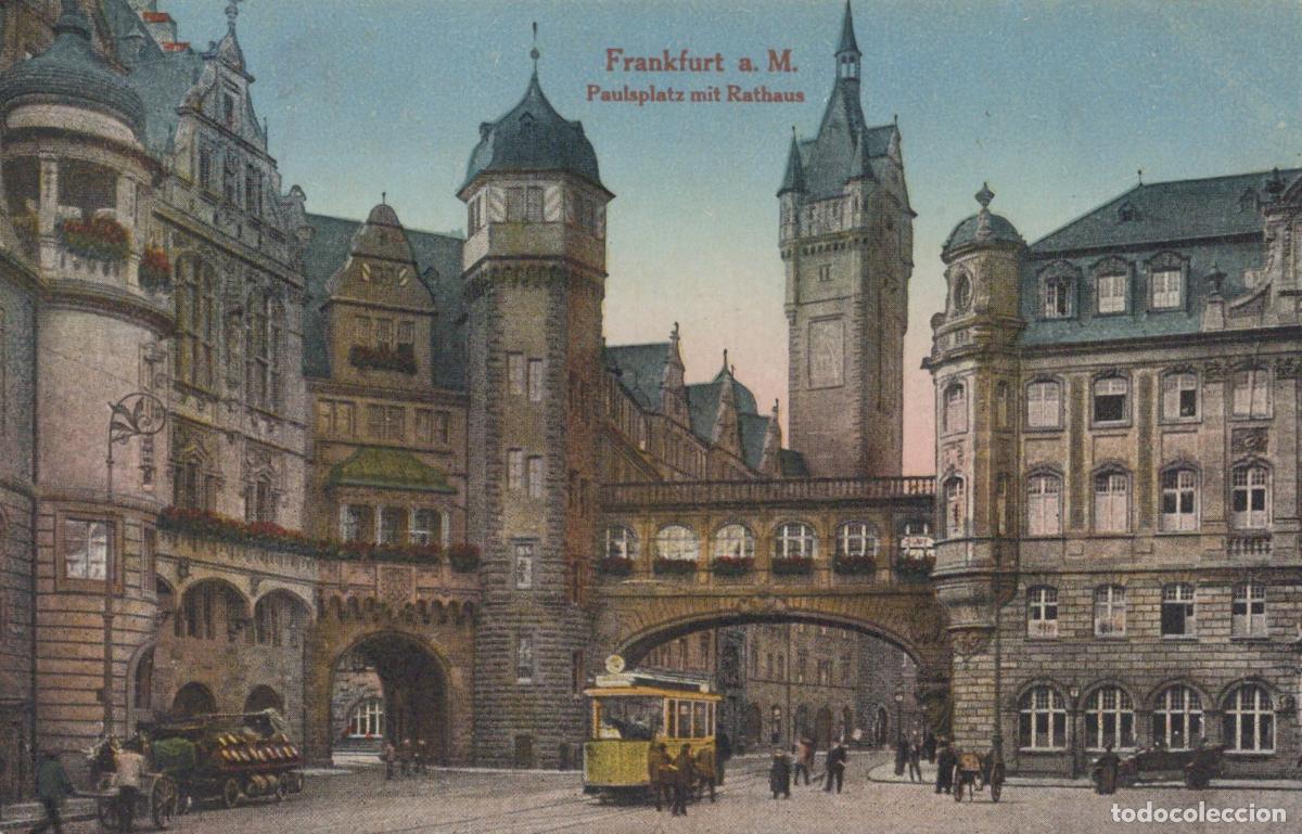 Postales: Deutschland Frankfurt Paulsplatz mit Rathaus Stra&szlig;enbahn Architektur *YAE385