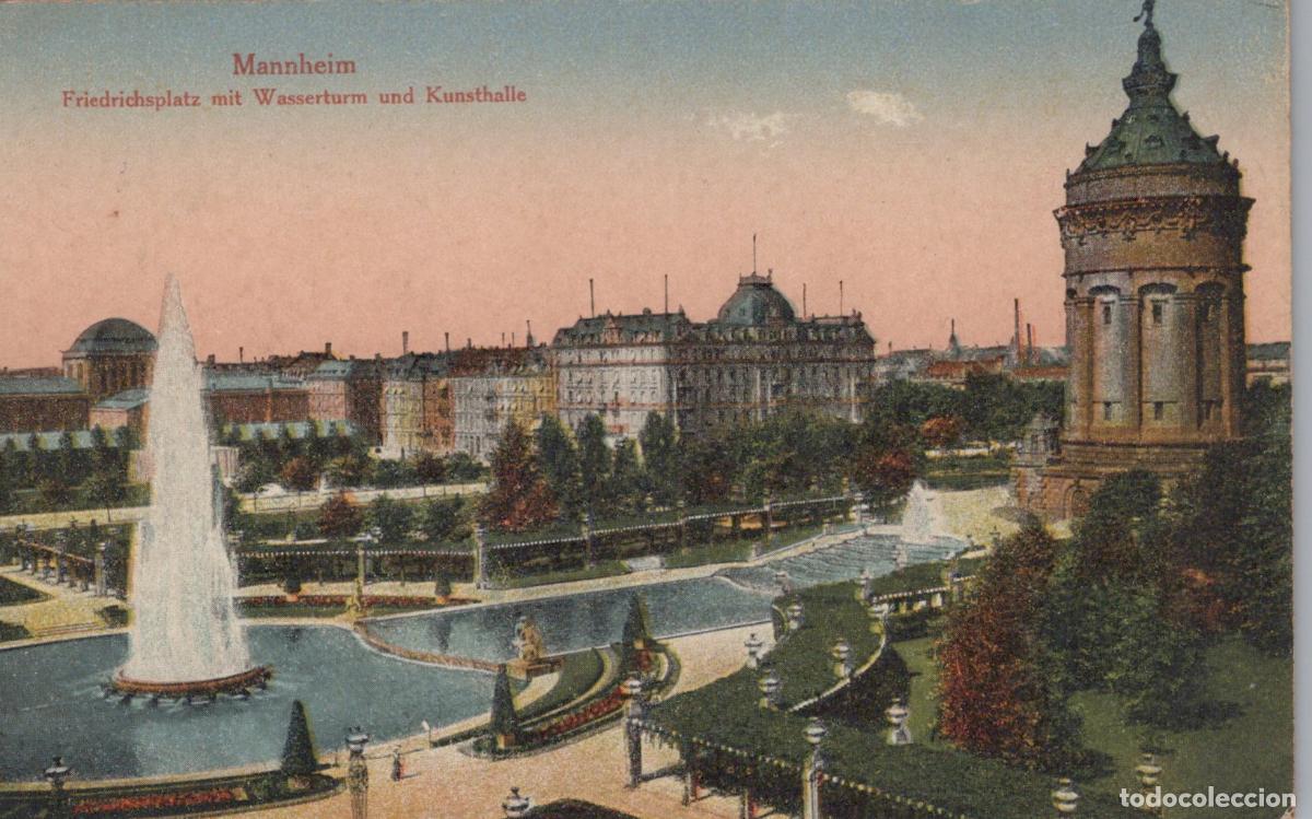 Cartoline: Deutschland Mannheim Friedrichsplatz Wasserturm Kunsthalle Gelaufen *YAE336