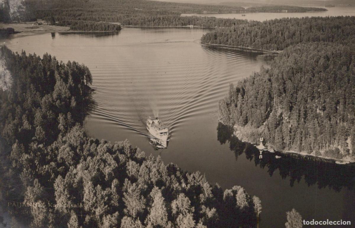 Cartoline: Finland P&auml;ij&auml;nne Central Karhunsalo Lake Ship Aerial Unposted *YAE423