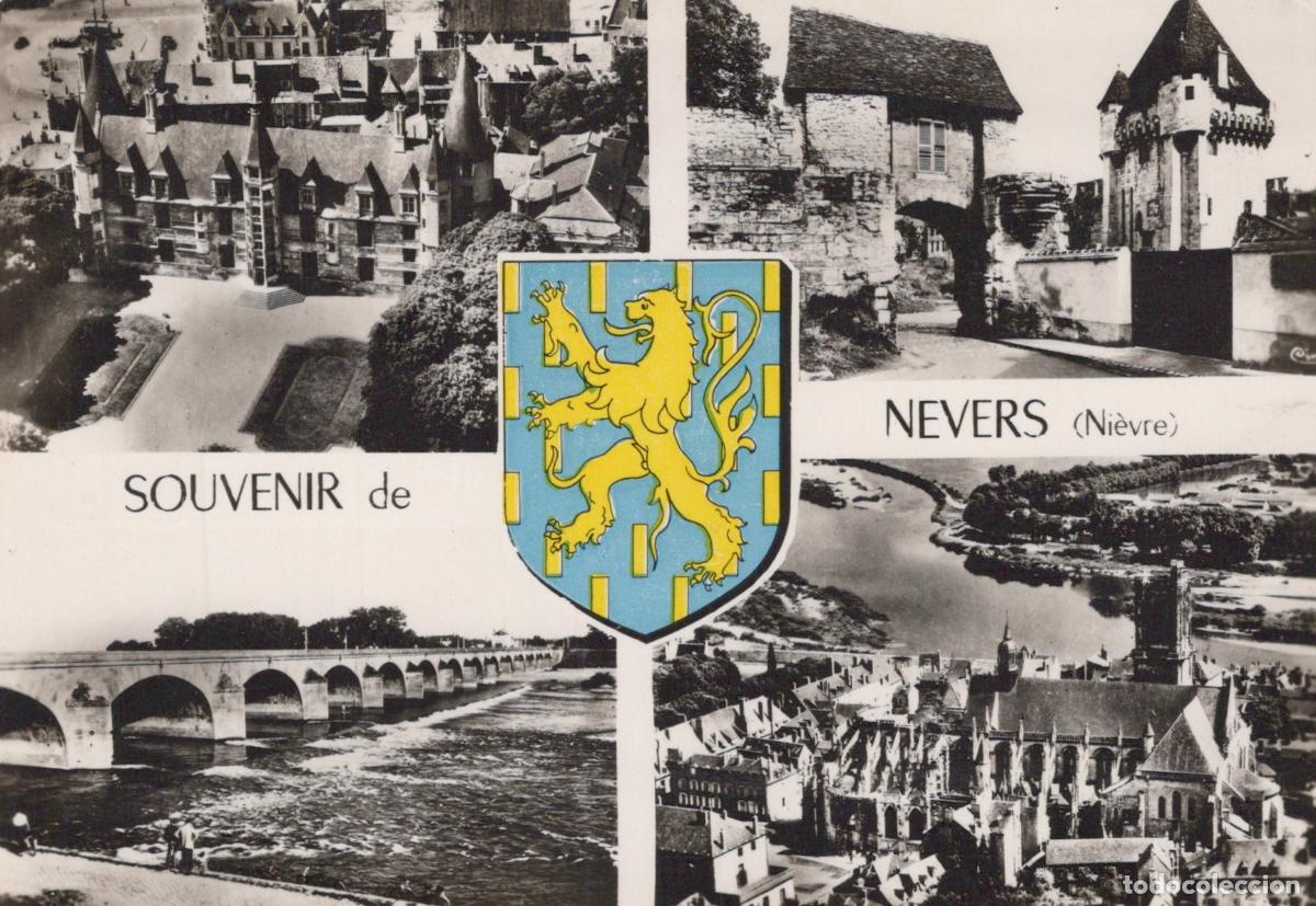 Cartoline: France Nevers Multi Vues Ch&acirc;teau Ducal Cath&eacute;drale Real Photo Unposted *YAE842