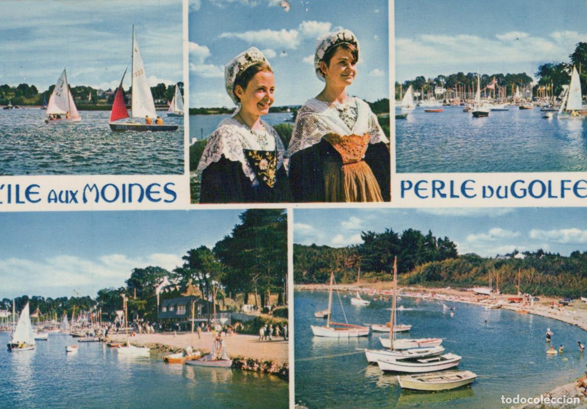 Cartoline: France Ile Aux Moines Voiliers Femmes Costume Breton Paysages Golfe *YAE867