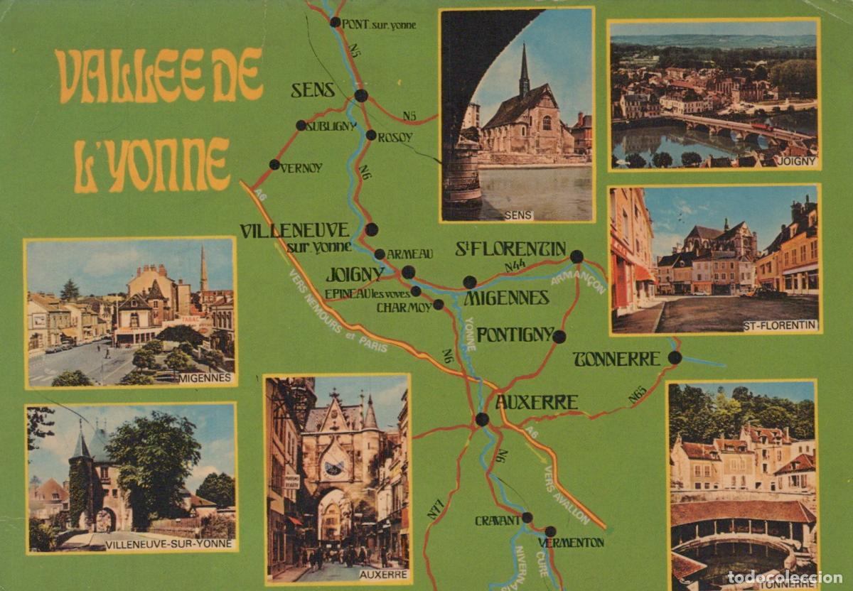 Postkarten: France Auxerre Bourgogne Vall&eacute;e de L Yonne Carte Touristique *YAE882