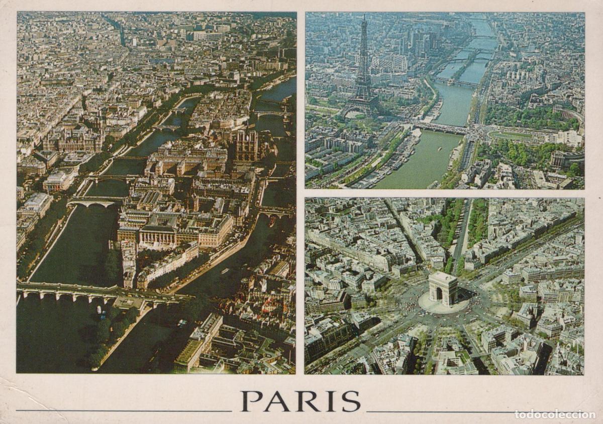 Cartoline: France Paris &Icirc;le de Vues A&eacute;riennes Tour Eiffel Arc de Triomphe *YAE983