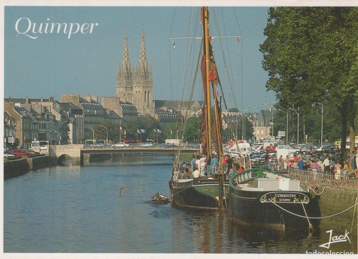 Postkarten: France Quimper Cath&eacute;drale Saint Corentin et Voiliers sur L Odet *YAE652