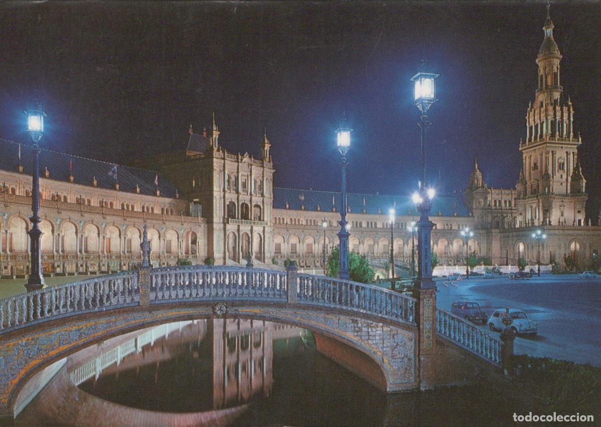 Postkarten: Espa&ntilde;a Sevilla Andaluc&iacute;a Plaza de Arquitectura Nocturna *YAE809