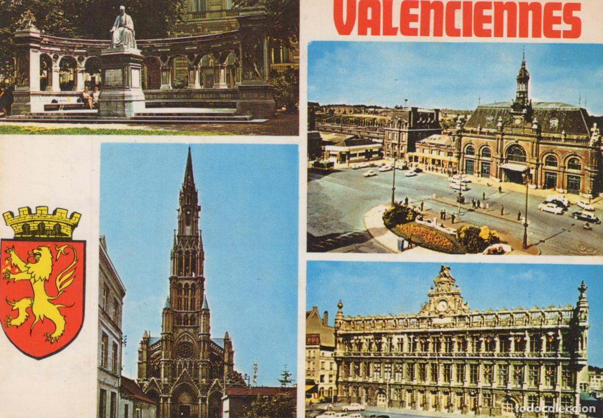 Postales: France Valenciennes Vues Architecturales Gare H&ocirc;tel de Ville &Eacute;glise *YAE880