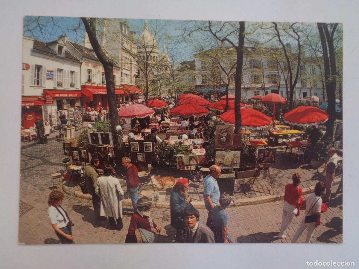 Postales: POSTAL DE PARIS ( FRANCIA ): PLAZA DEL TERTRE Y AL FONDO EL SACRE-COEUR