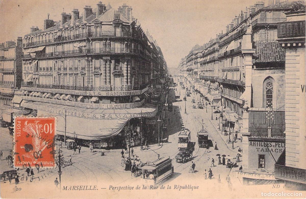 Postkarten: Postal de la Rue de la R&eacute;publique en Marsella Francia