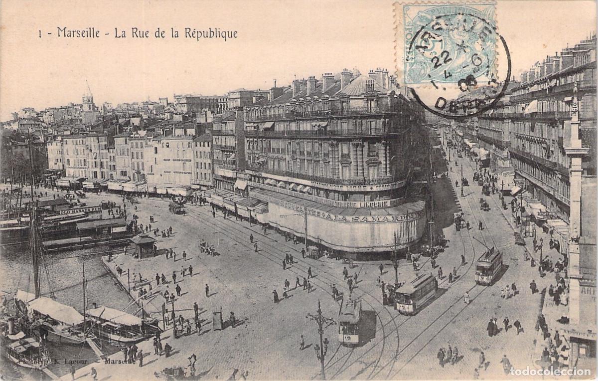 Postales: Postal de la Rue de la R&eacute;publique en Marseille Francia