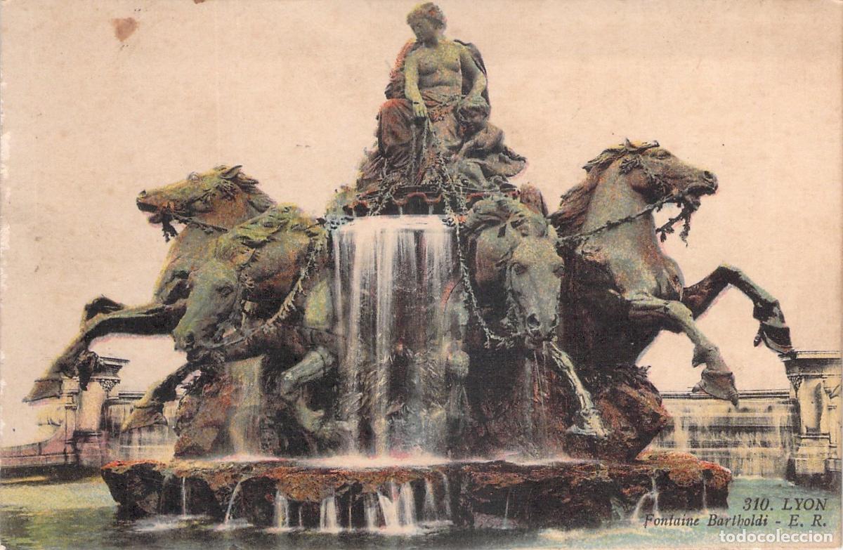 Postales: Postal de la Fuente Bartholdi en Lyon