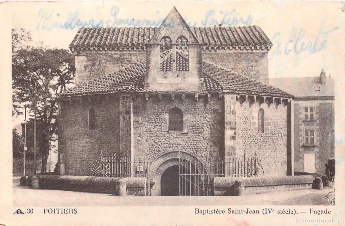 Postales: Postal de la Fachada del Baptist&egrave;re Saint-Jean en Poitiers Francia