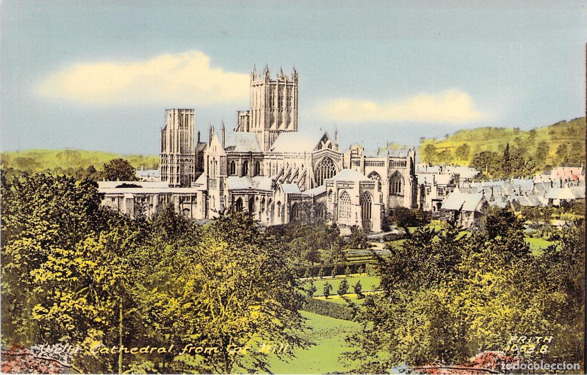 Postales: Postal de la Catedral de Wells desde Cat Hill en Somerset