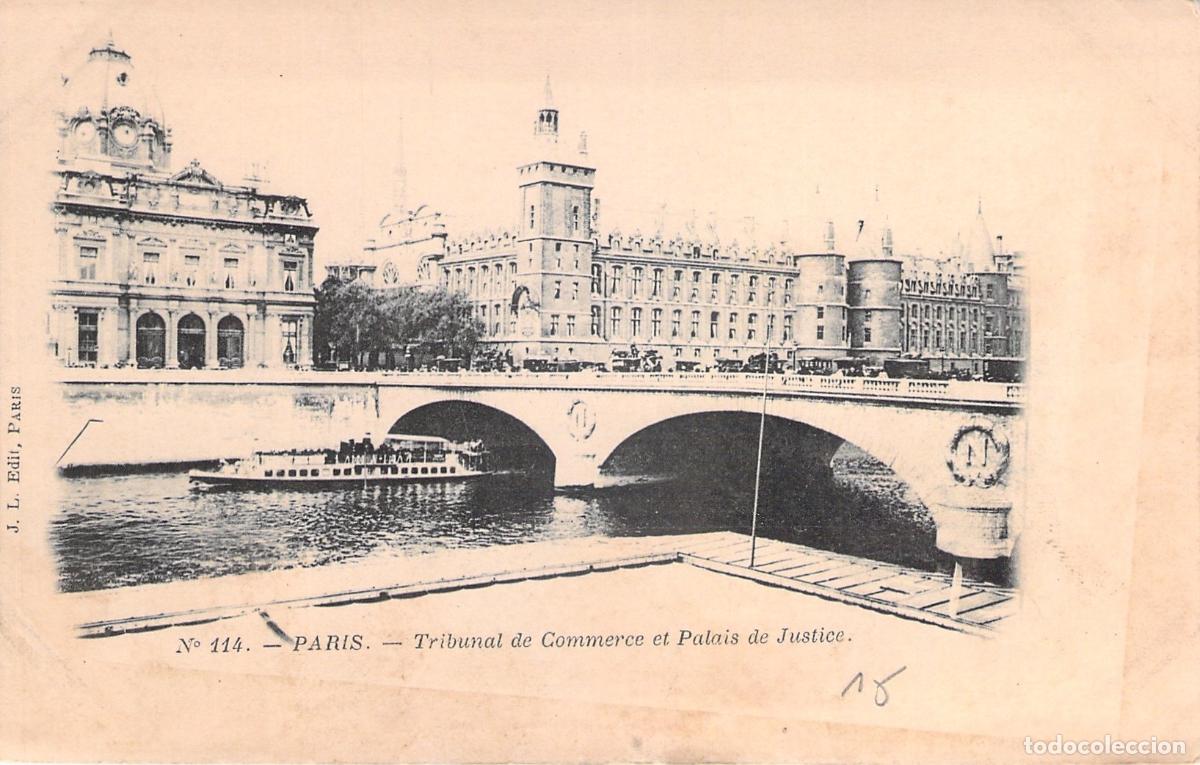 Postales: Postal de Par&iacute;s: Tribunal de Comercio y Palacio de Justicia