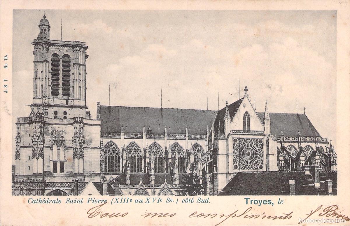 Postales: Postal de la Catedral de Saint-Pierre en Troyes, Francia