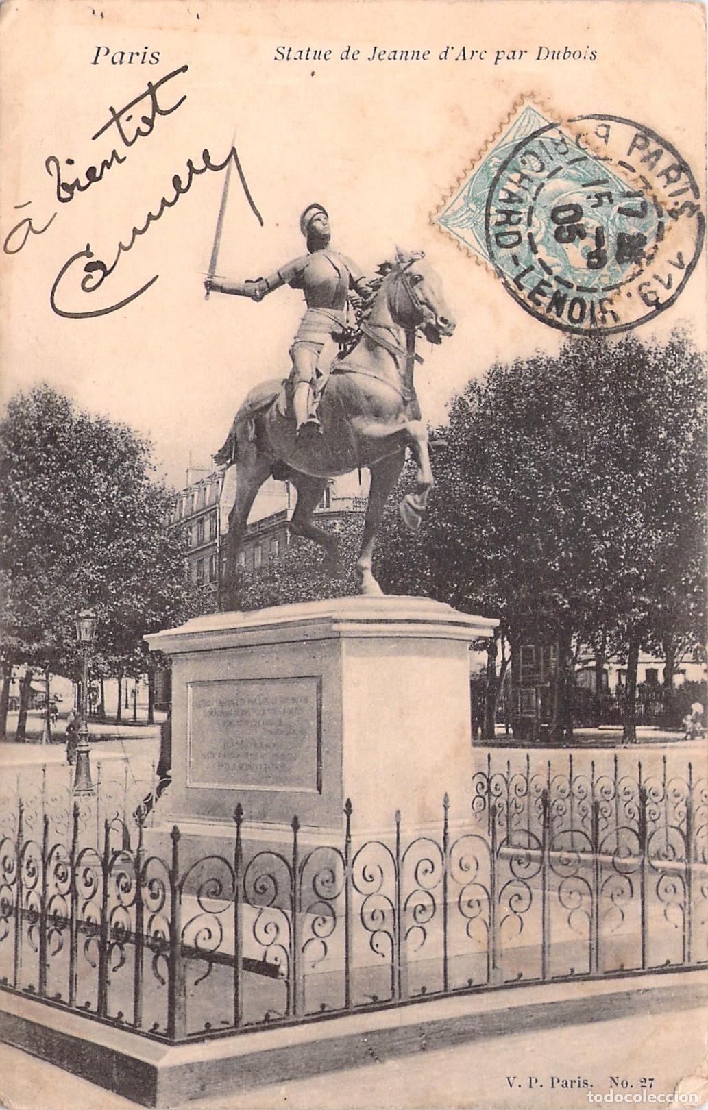 Postales: Postal de la Estatua de Juana de Arco en Par&iacute;s