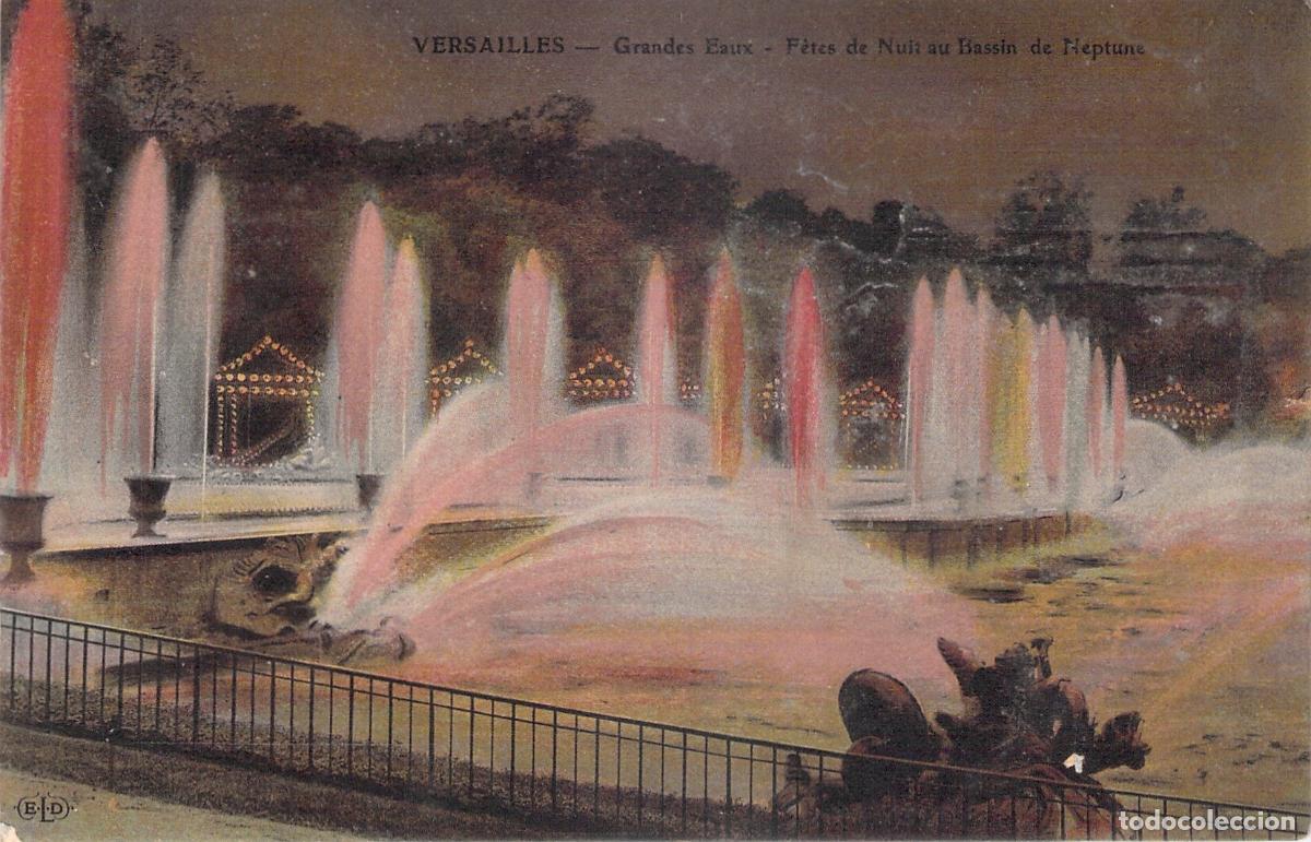 Postales: Postal de Versalles: Espect&aacute;culo Nocturno en el Estanque de Neptuno
