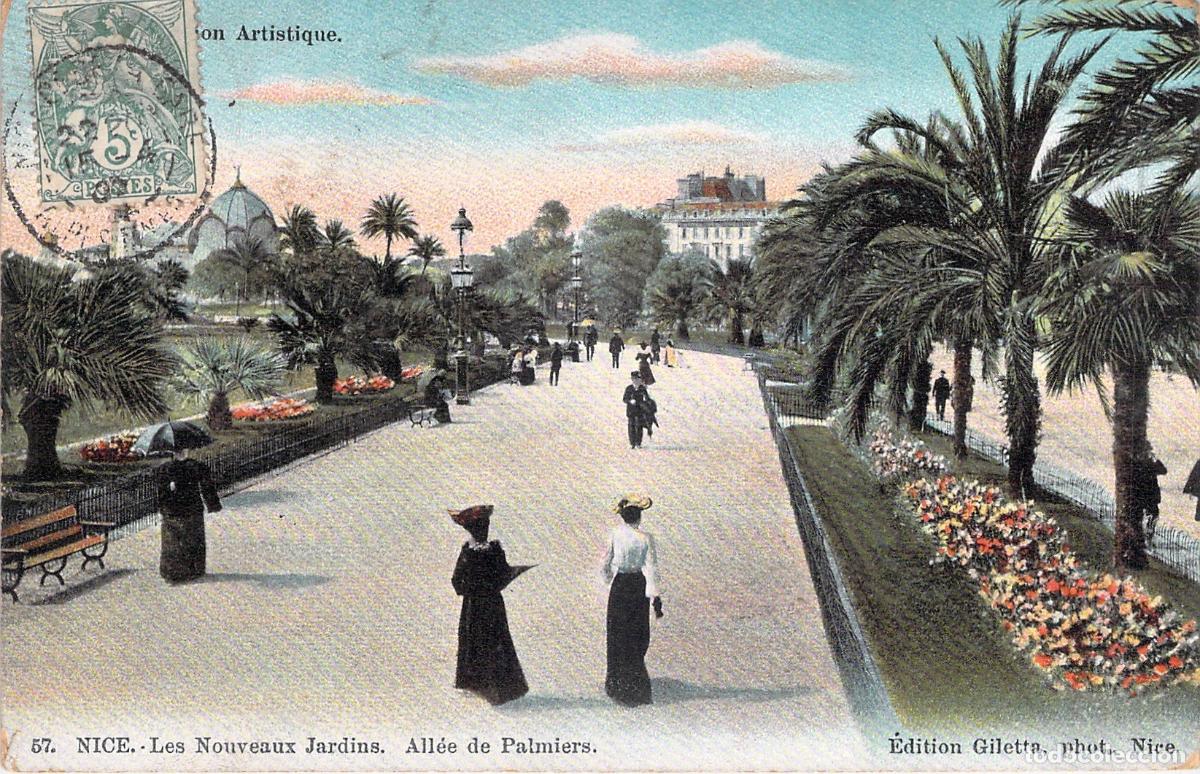 Postales: Postal de los Jardines con Palmeras en Niza, Francia