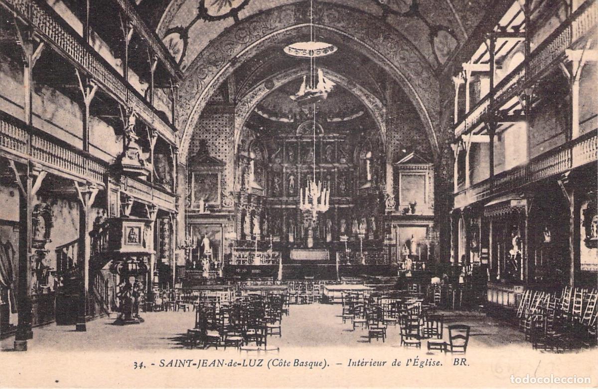 Postales: Postal de Saint-Jean-de-Luz Francia Interior de la Iglesia