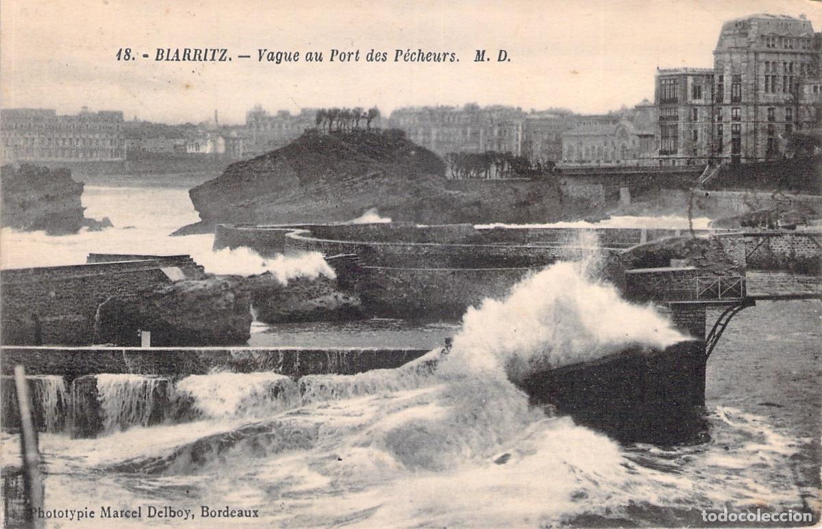 Postais: Postal de Biarritz Puerto de los Pescadores con Oleaje en Francia