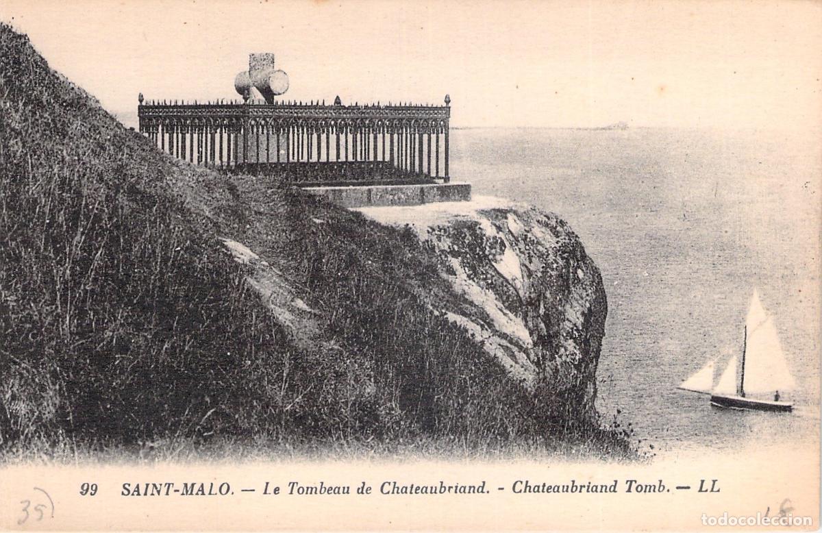 Postales: Postal de la Tumba de Chateaubriand en Saint-Malo, Francia