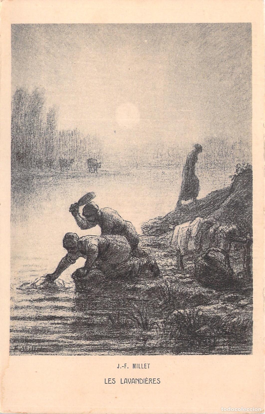 Postales: Postal con reproducci&oacute;n de la obra Les Lavandi&egrave;res de Jean-Fran&ccedil;ois Millet