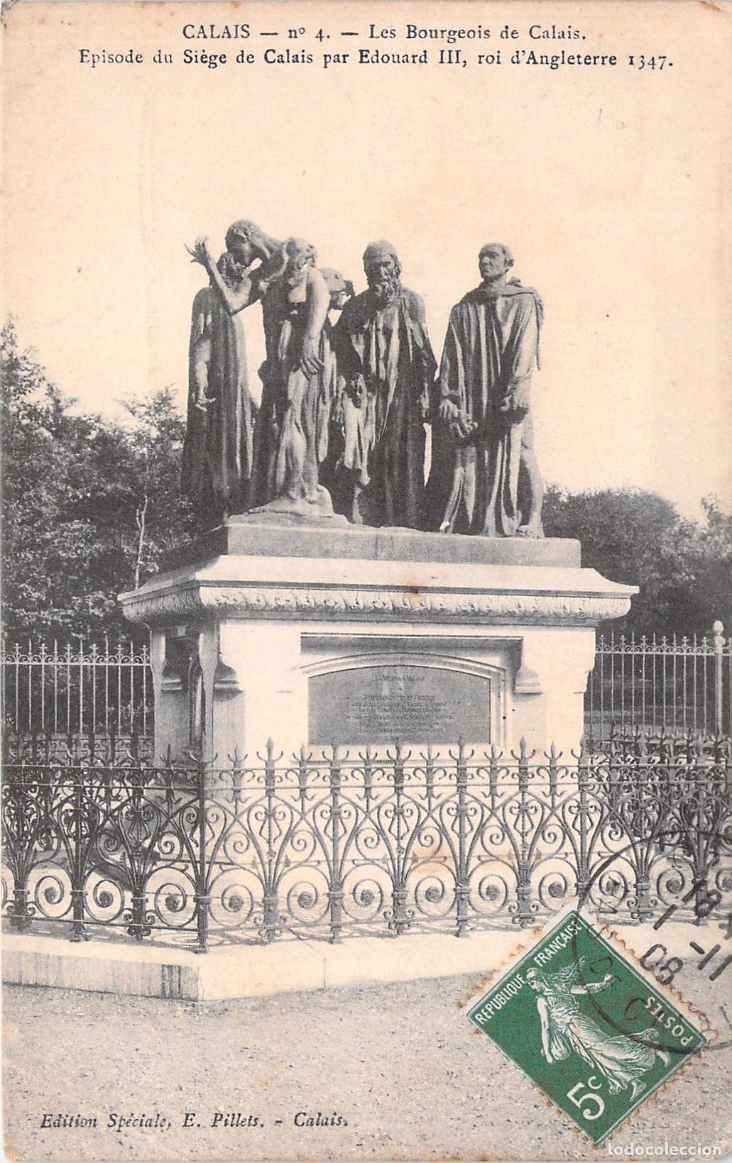 Postales: Postal de los Burgueses de Calais escultura de Rodin en Francia