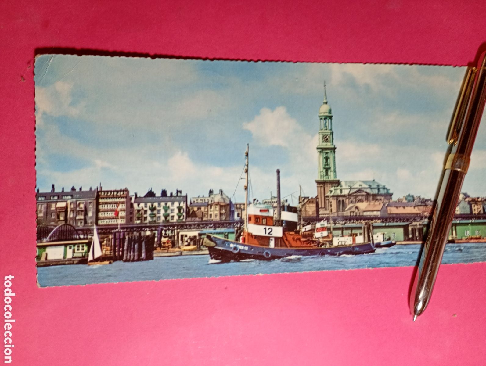 Cartes Postales: HAMBUGH HAMBURGO IGLESIA DE SAN MIGIEL Y RMOLCADOR COLOR CIRCULADA DOBLE LONGITUD