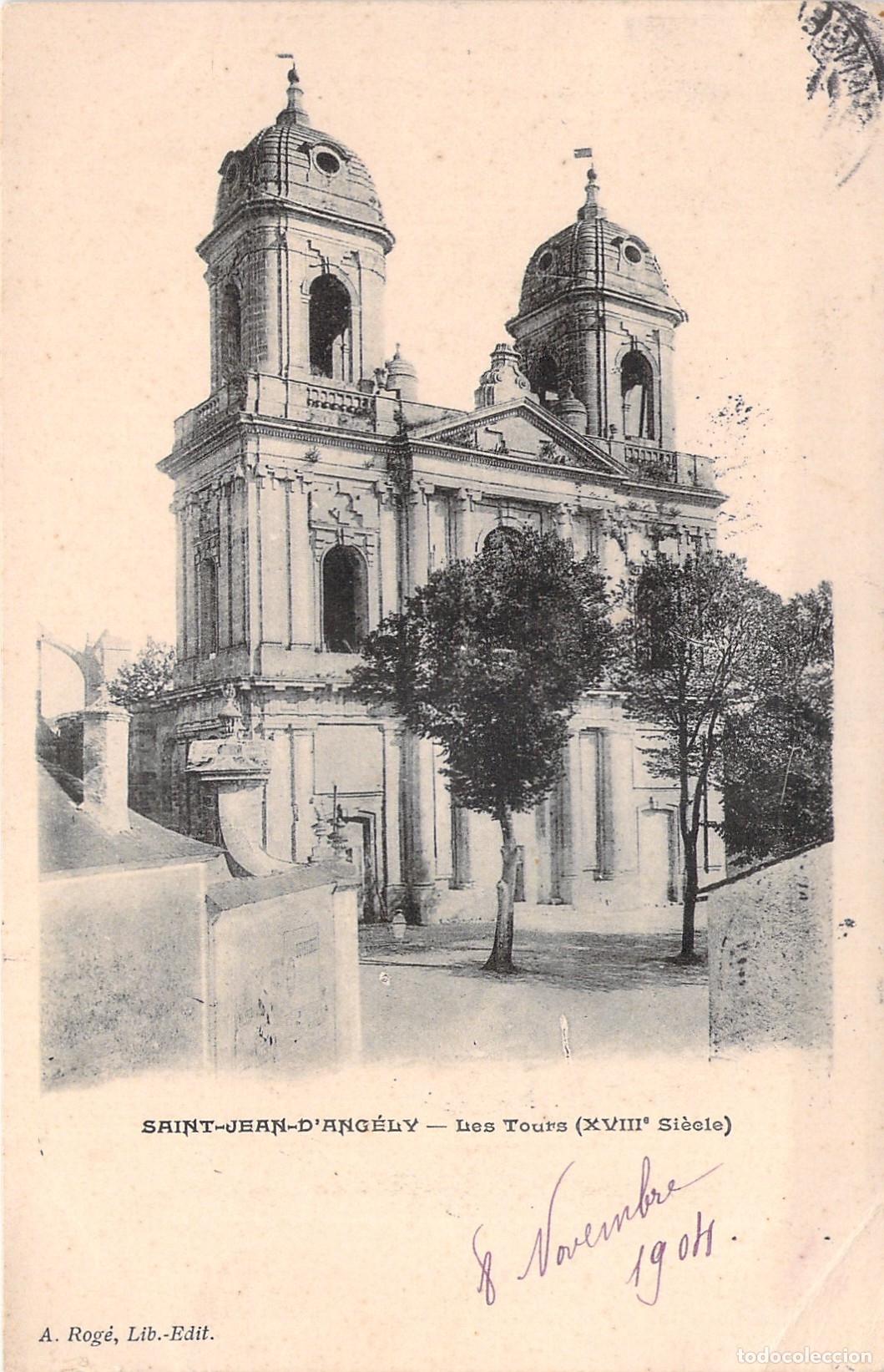 Postales: Postal de las torres de la abad&iacute;a de Saint-Jean-d'Ang&eacute;ly en Francia