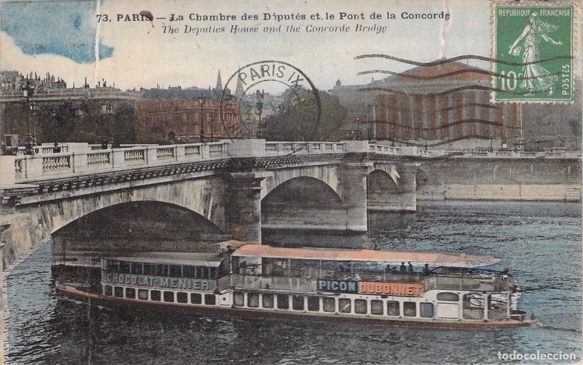Postais: Postal de Par&iacute;s, C&aacute;mara de los Diputados y el Puente de la Concordia